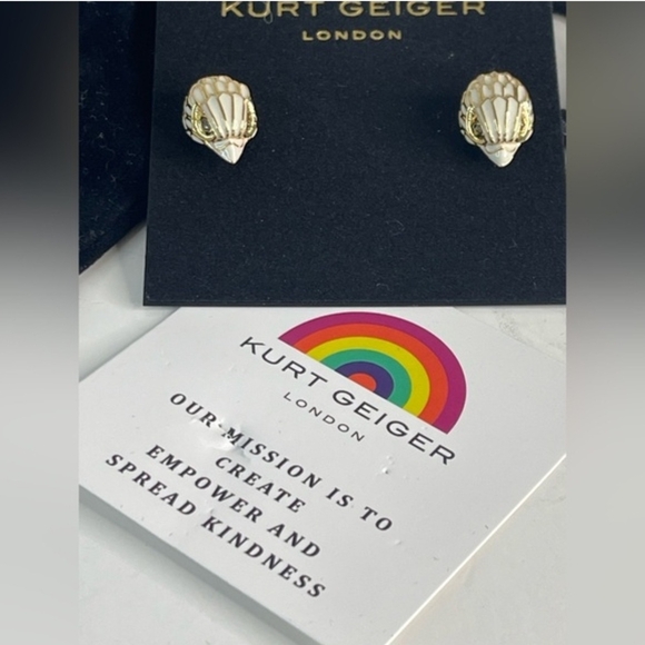 Kurt Geiger Gold & White Eagle Earrings - Picture 2 of 5